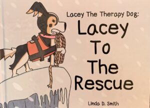 Lacey to the rescue poster with a sketch of a dog